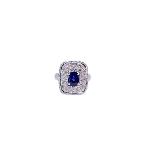 18k White Gold Blue Sapphire Ring