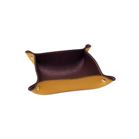 Yellow and Brown Leather Tray