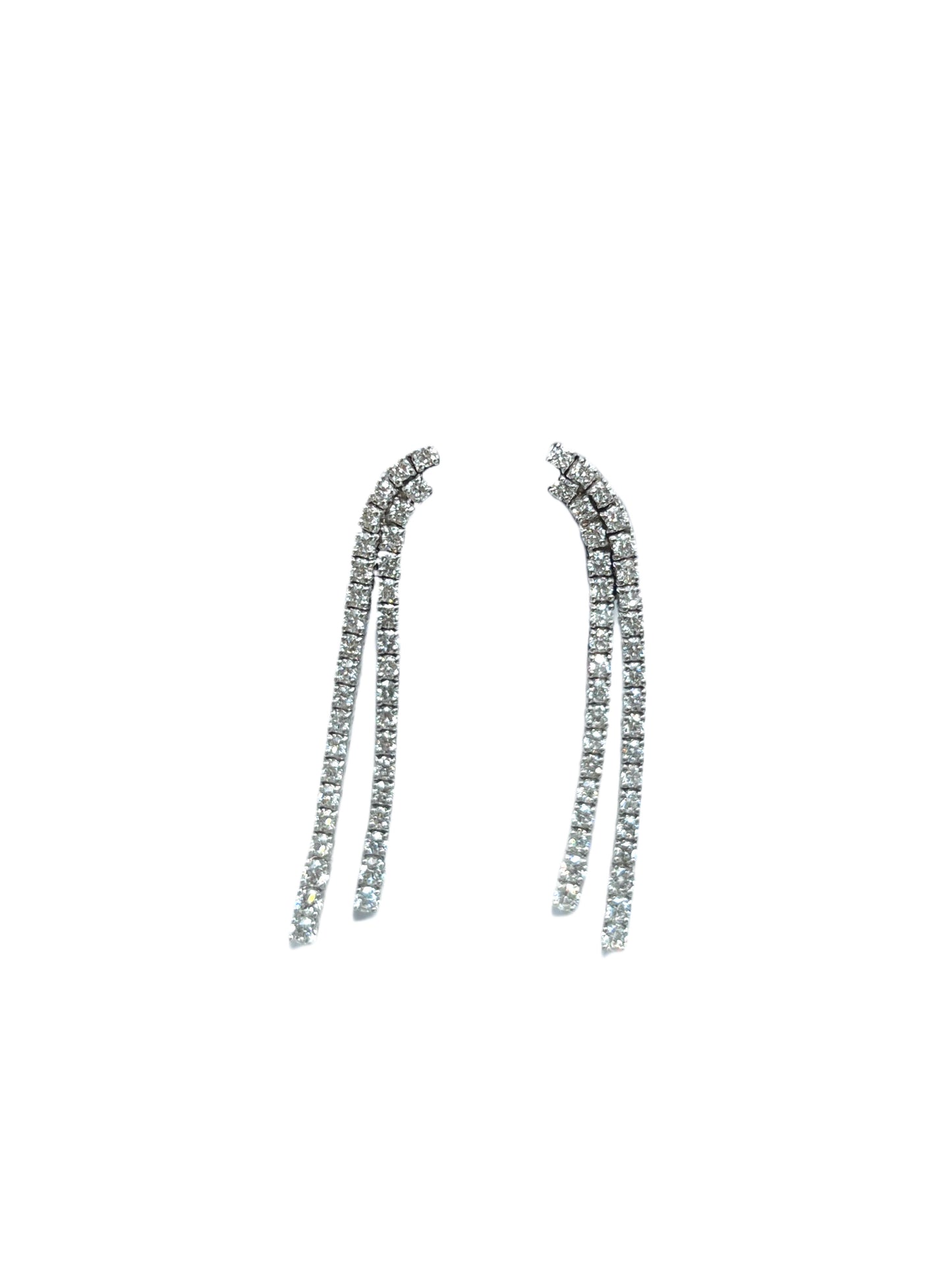 18k White Gold Long Tennis Earrings