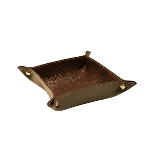 Dark Green and Brown Leather Tray