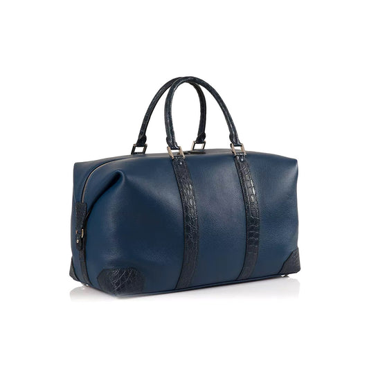 Blue Weekend Bag with Crocodile details