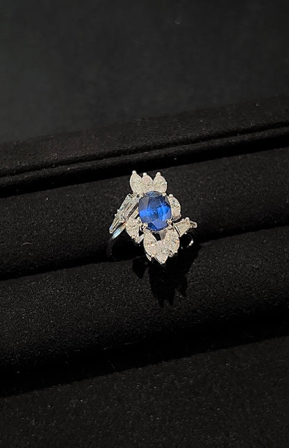 Blauer Saphir-Diamantring