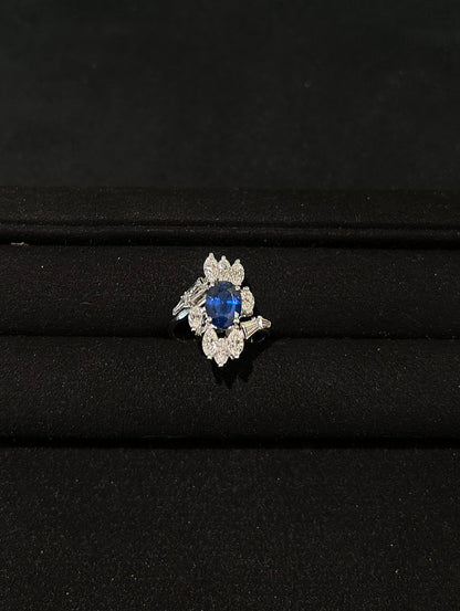 Blauer Saphir-Diamantring