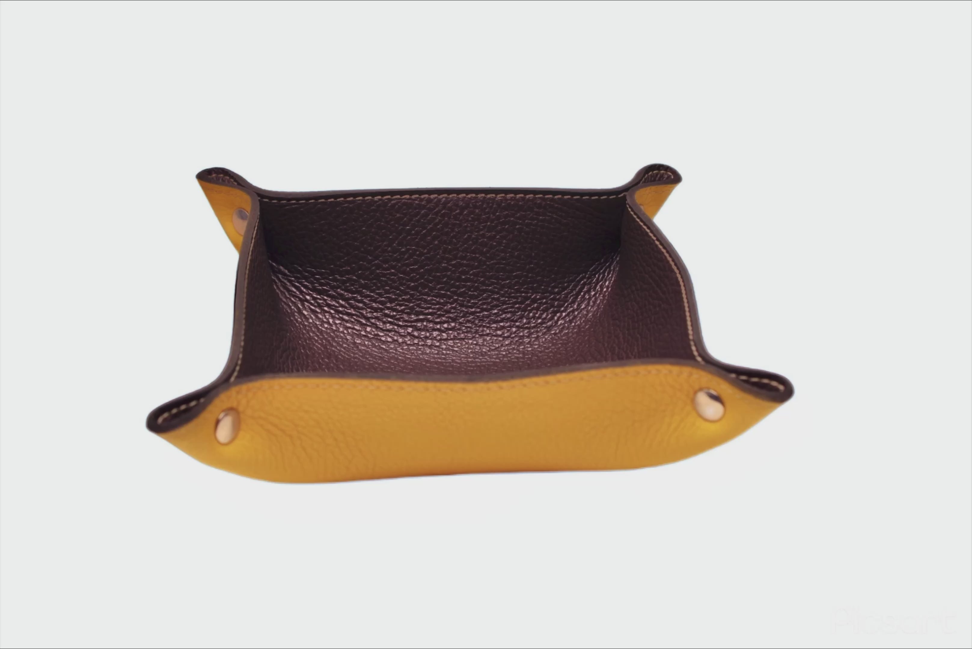 Yellow and Brown Leather Tray - Oberndörfer & CO