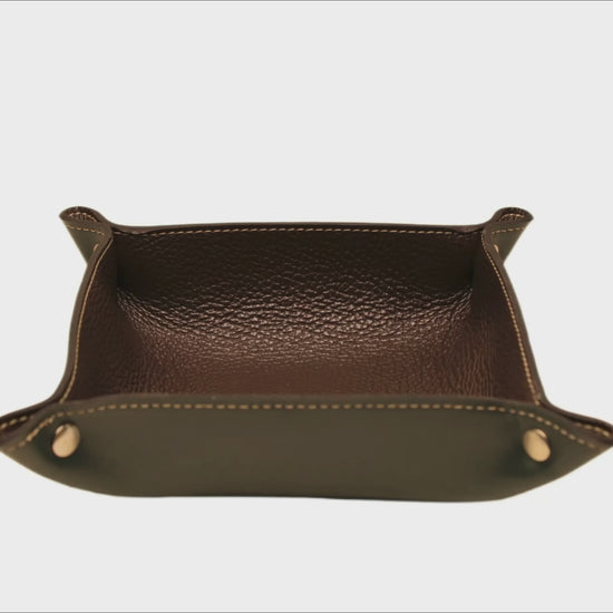 Dark Green/Brown Leather Tray - Oberndörfer & CO